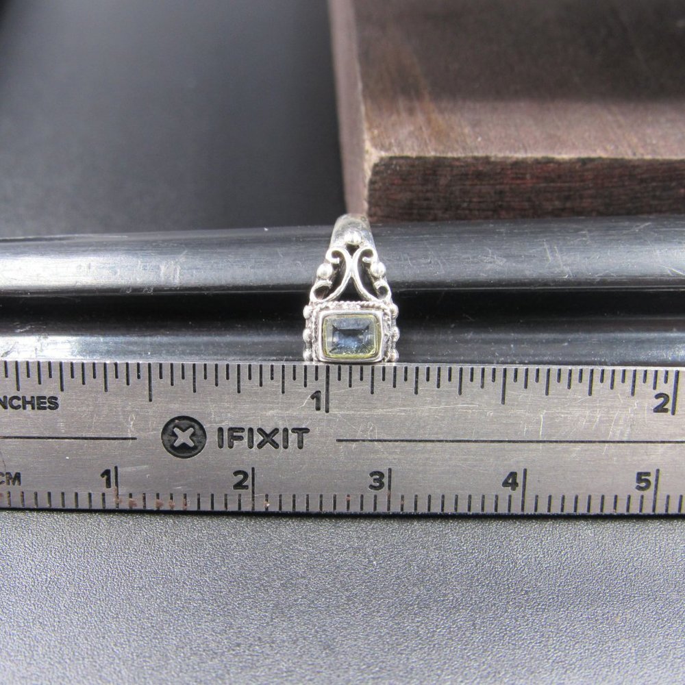 Size 3.75 Sterling Silver Rustic Rectangle Topaz … - image 7